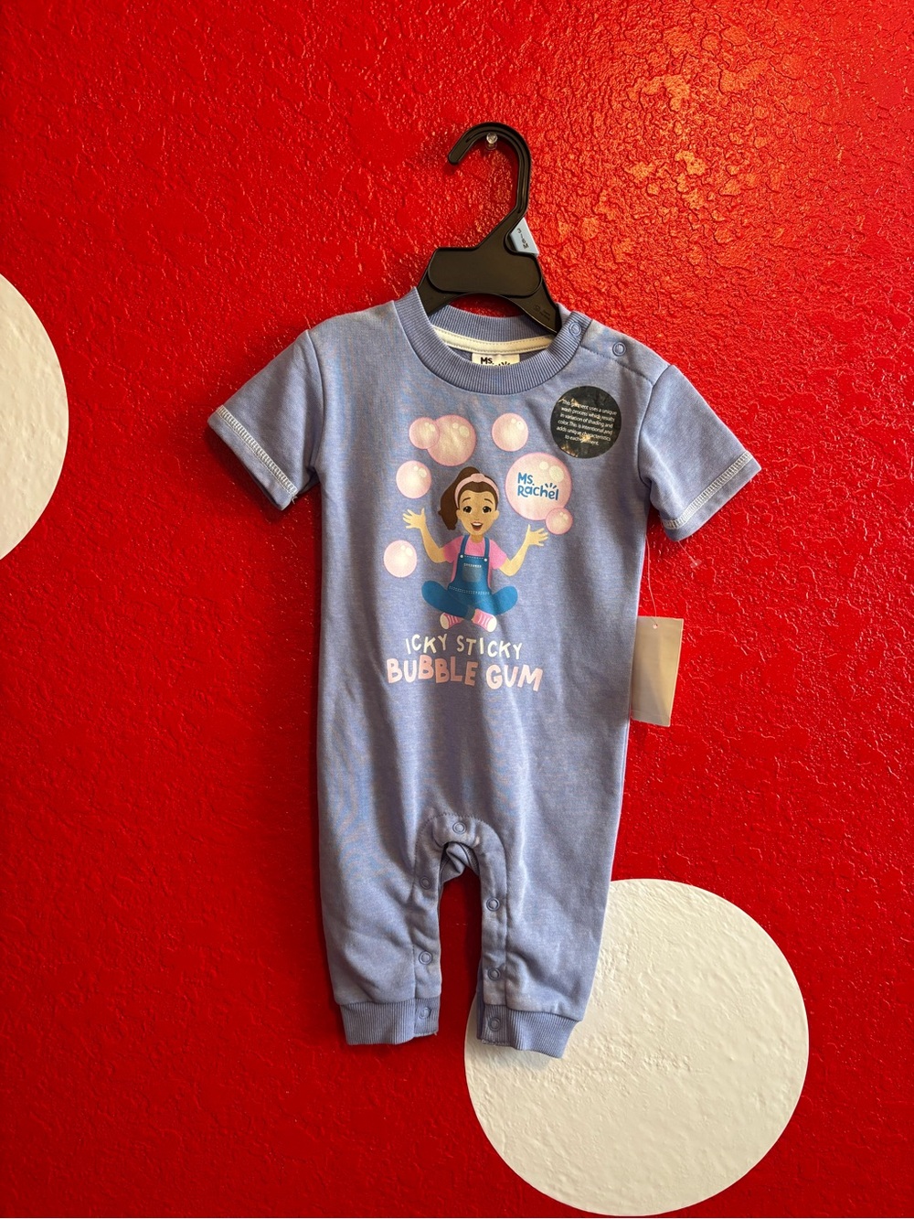 Rachel Light Blue Icky Sticky Bubble Gum Baby One-Piece